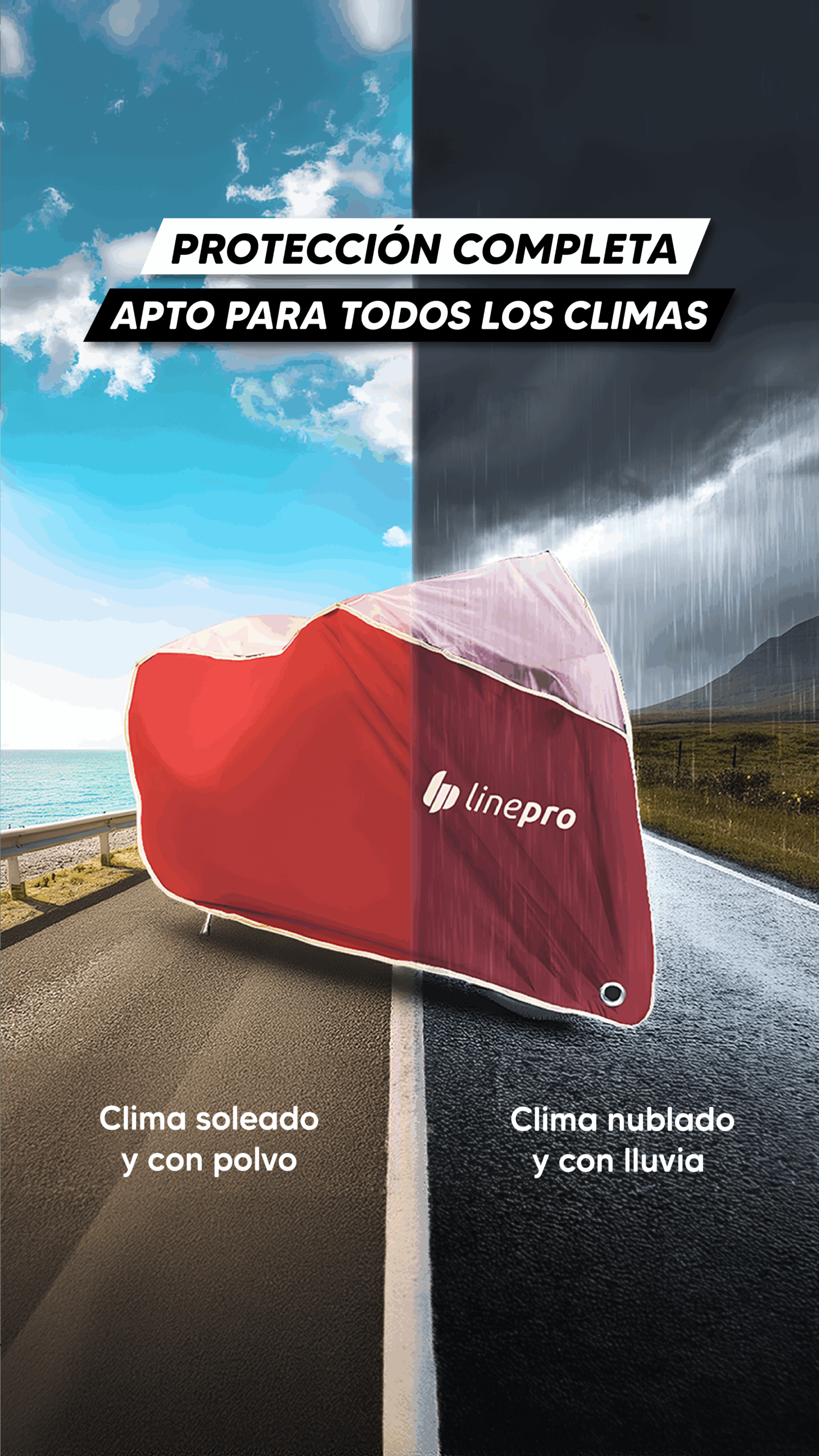 Cobertor UV impermeable para bicicleta LINEPRO Guinda / Rosado - Image 2